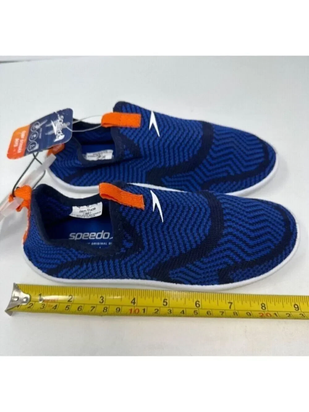 Speedo Junior Surfwalker Water Shoes M 2-3 Blue/Orange Lightweight Swim Beach